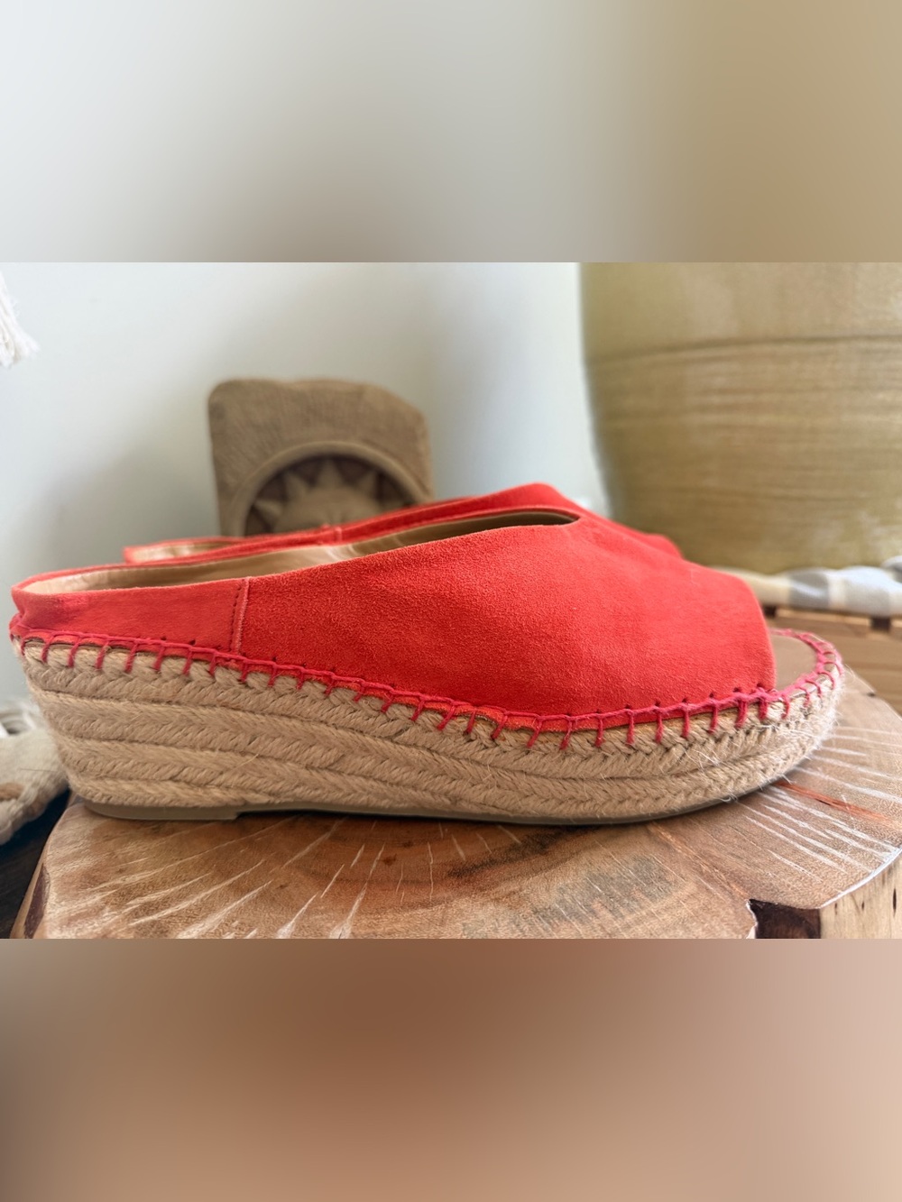 Franco Sarto Pine Espadrille Orange Suede Open-Toe Platform Slide - Picture 5 of 9